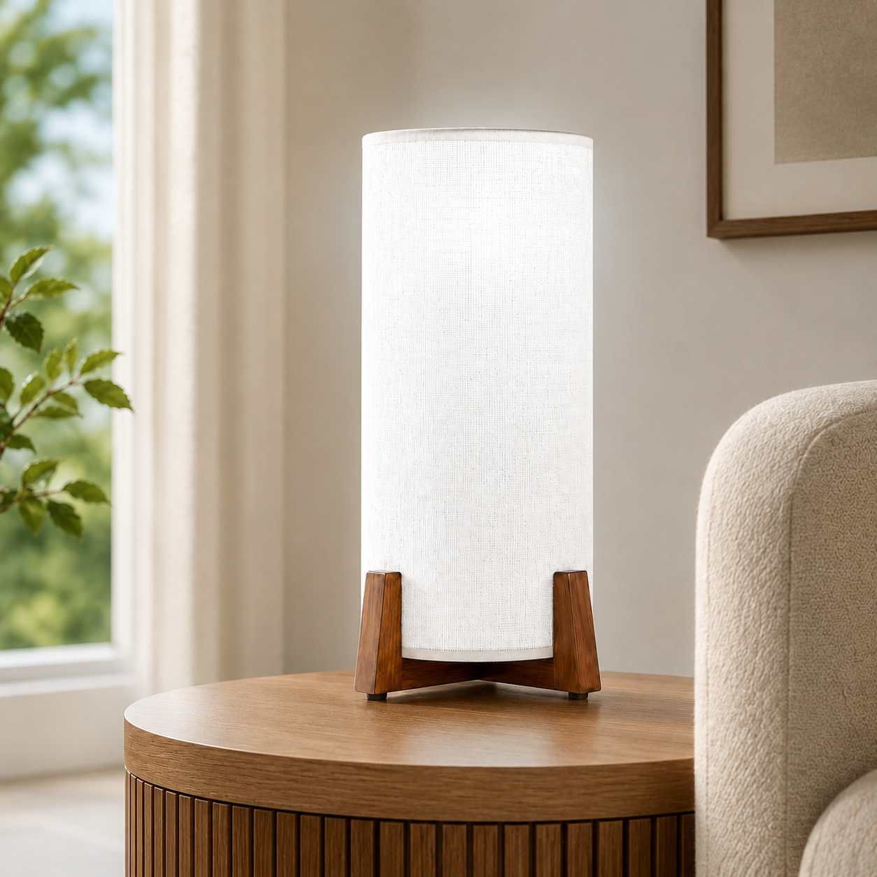 Scandinavian Fabric Shade Floor Lamp With LED Light | Norvica