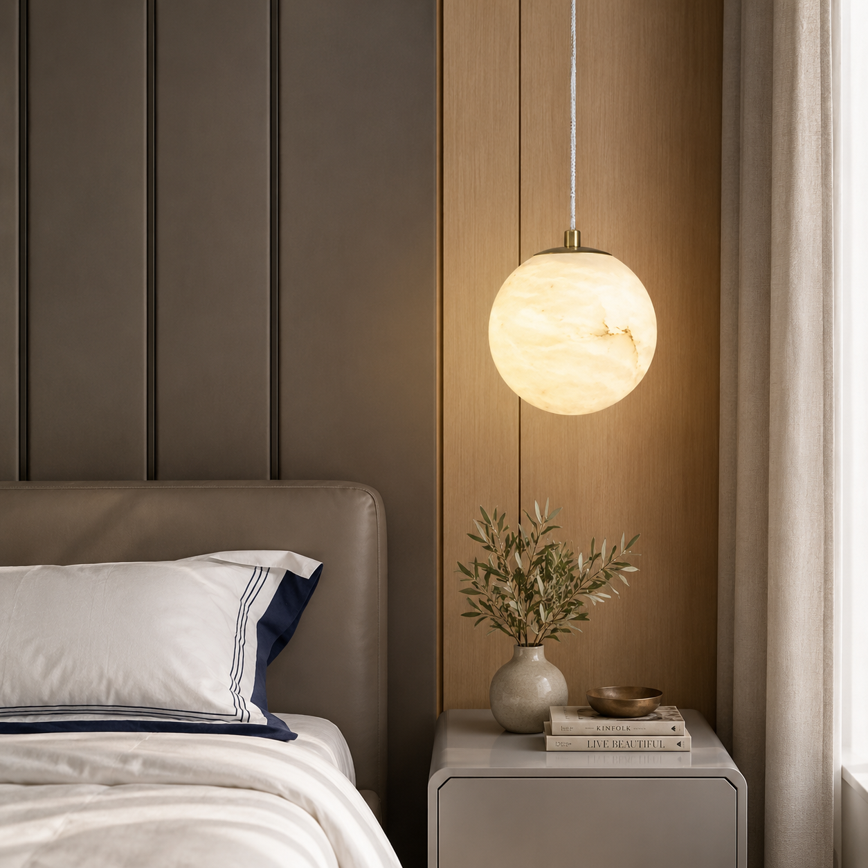 Scandinavian Marble Shade Pendant Light for Living Spaces | Norvique