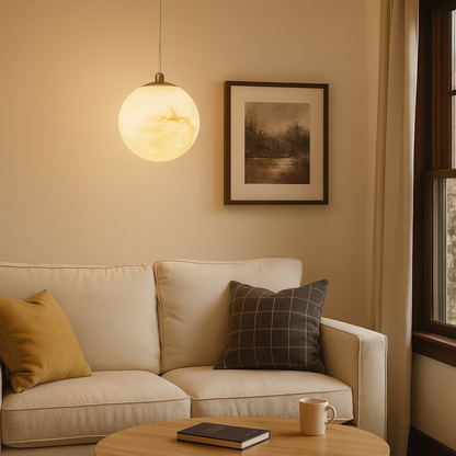 Scandinavian Marble Shade Pendant Light for Living Spaces | Norvique