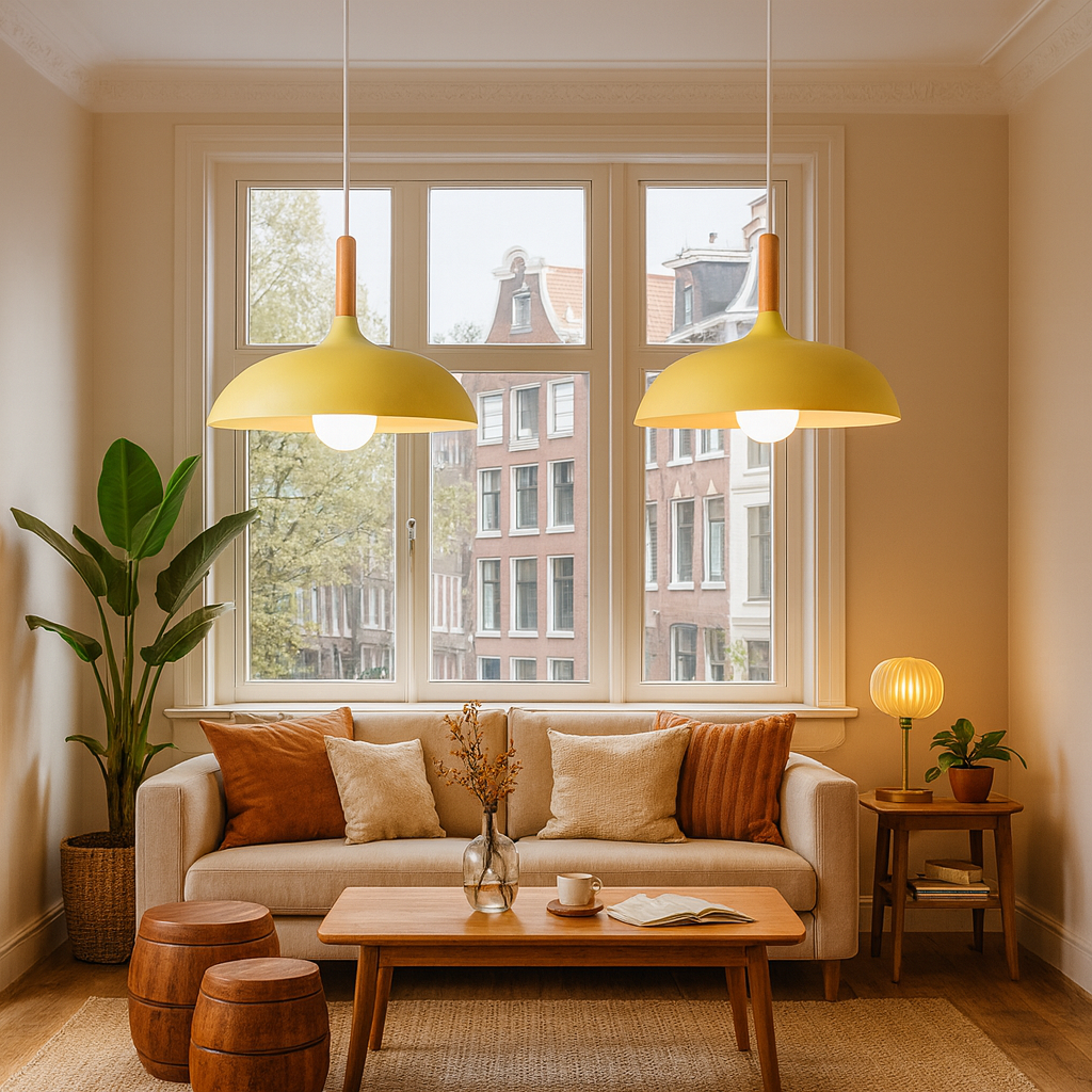 Scandinavian Oak Metal Pendant Light with Minimalist Design | Nexvaro