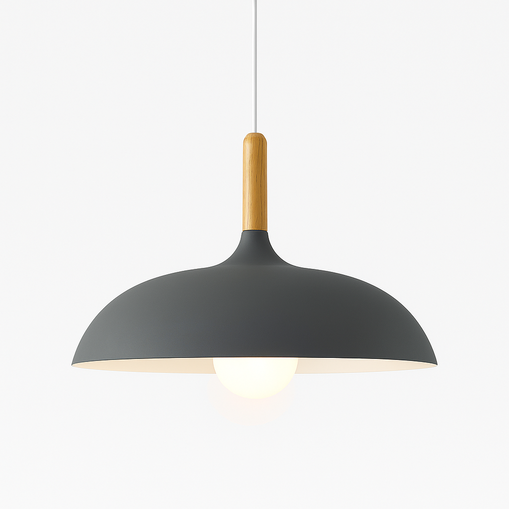 Scandinavian Oak Metal Pendant Light with Minimalist Design | Nexvaro