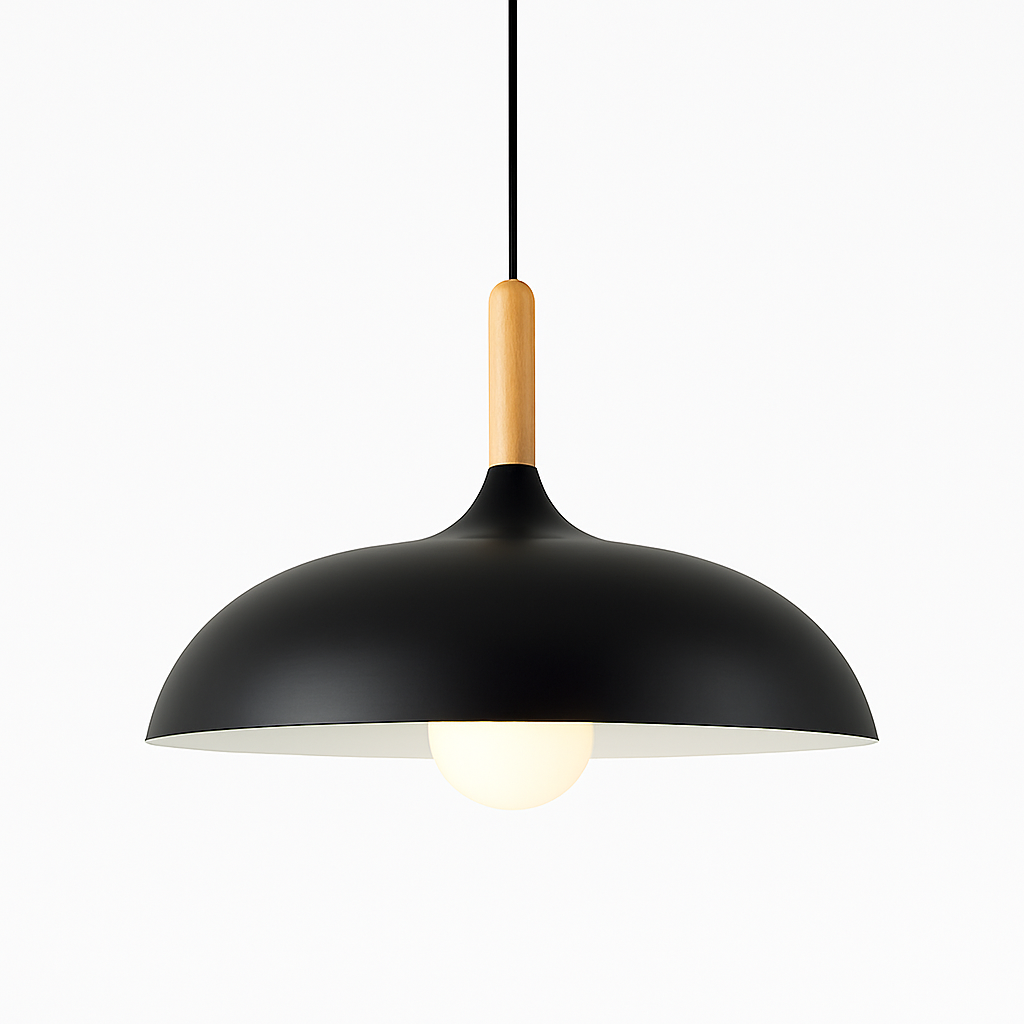 Scandinavian Oak Metal Pendant Light with Minimalist Design | Nexvaro