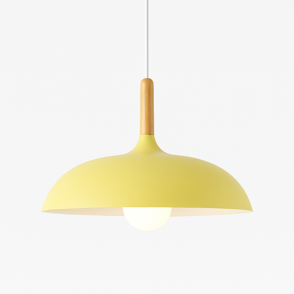 Scandinavian Oak Metal Pendant Light with Minimalist Design | Nexvaro