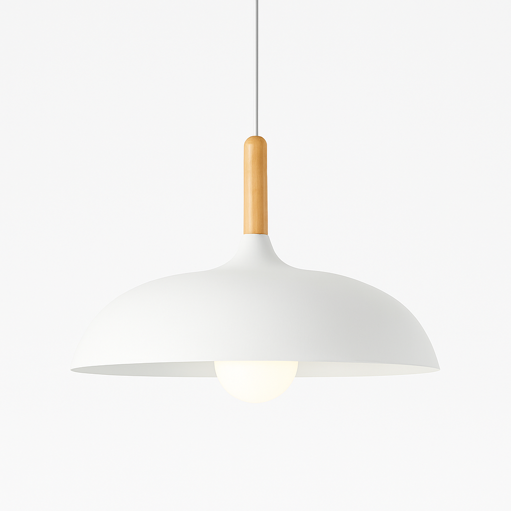 Scandinavian Oak Metal Pendant Light with Minimalist Design | Nexvaro
