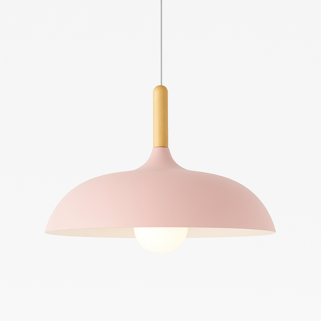 Scandinavian Oak Metal Pendant Light with Minimalist Design | Nexvaro