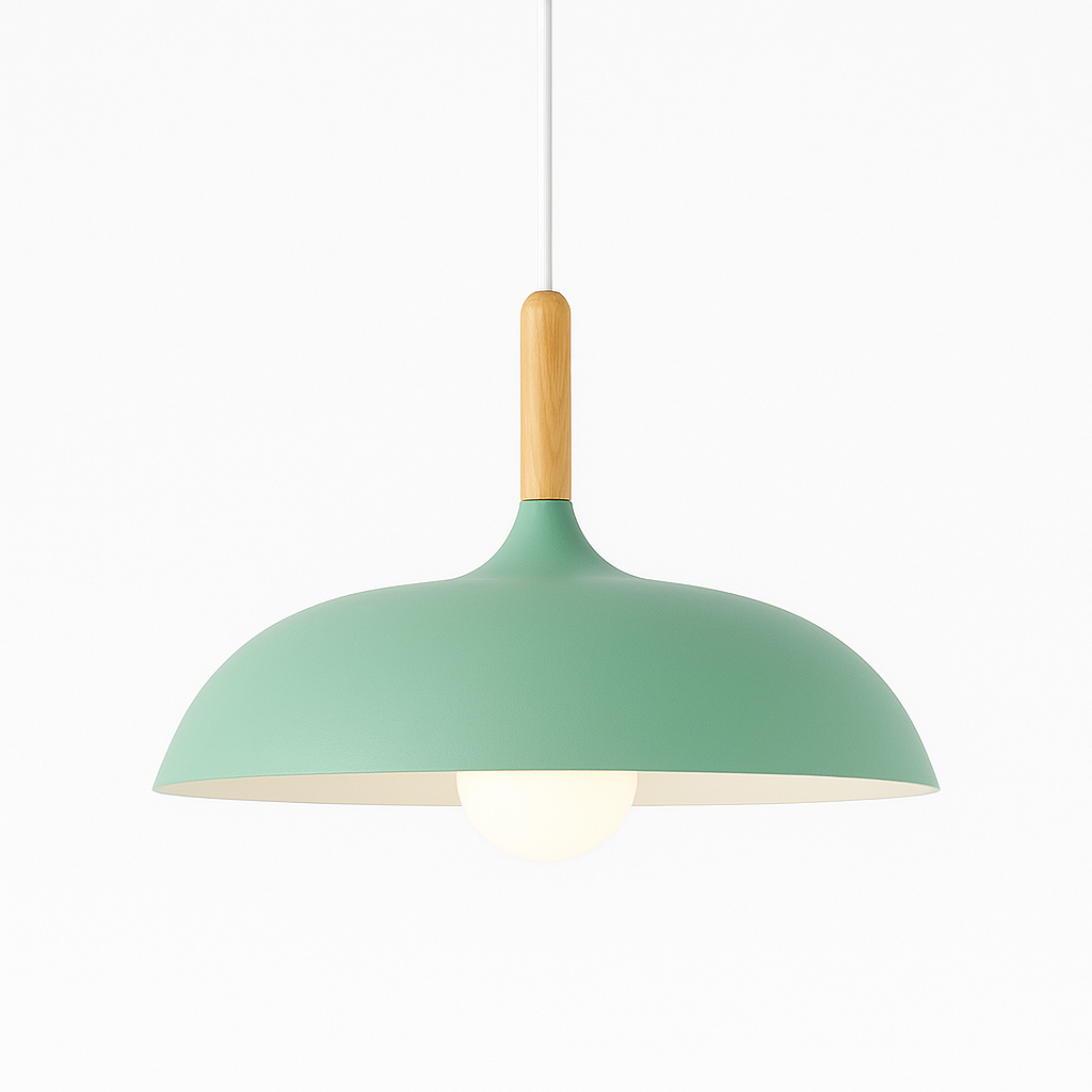 Scandinavian Oak Metal Pendant Light with Minimalist Design | Nexvaro