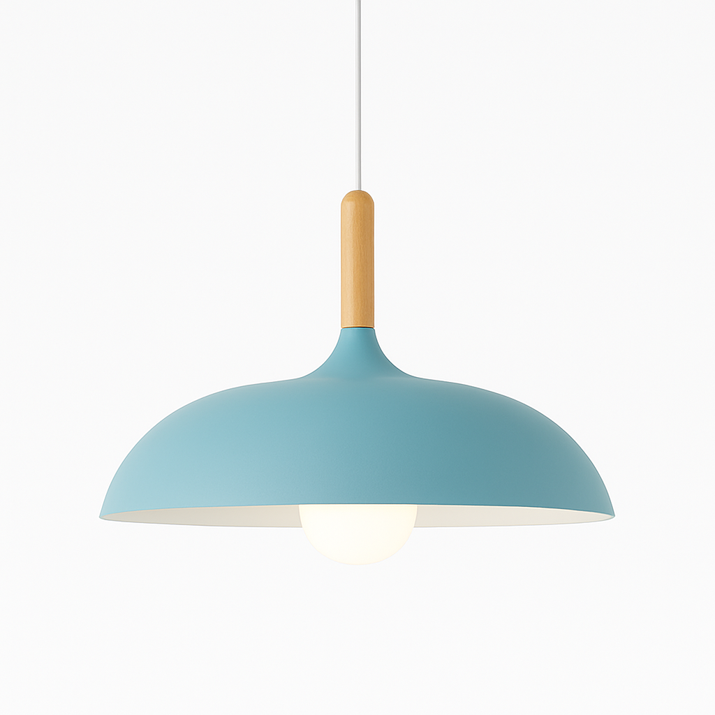 Scandinavian Oak Metal Pendant Light with Minimalist Design | Nexvaro