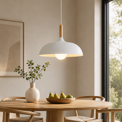 Scandinavian Oak Metal Pendant Light with Minimalist Design | Nexvaro