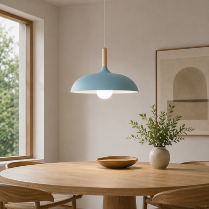Scandinavian Oak Metal Pendant Light with Minimalist Design | Nexvaro