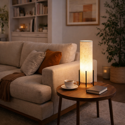 Scandinavian Wood Fabric Table Lamp for Living Room | Orventa