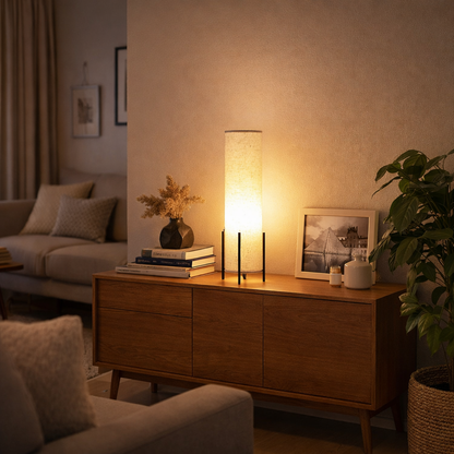 Scandinavian Wood Fabric Table Lamp for Living Room | Orventa