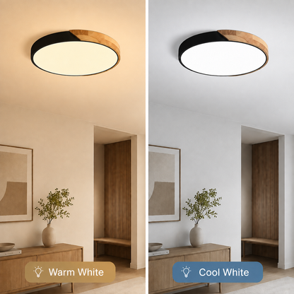 Scandinavian Wood LED Flush Mount Ceiling Light