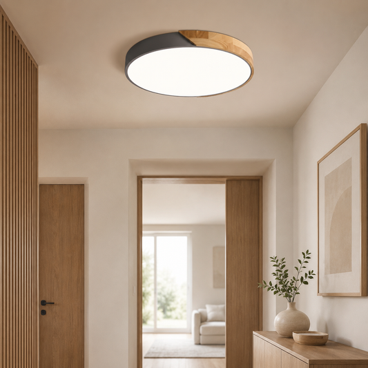 Scandinavian Wood LED Flush Mount Ceiling Light