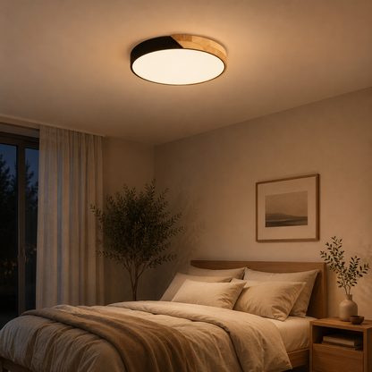 Scandinavian Wood LED Flush Mount Ceiling Light