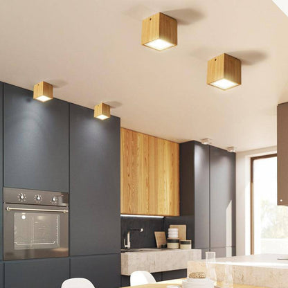 Scandinavian Wooden Cube Ceiling Light Fixture | Lumeraq