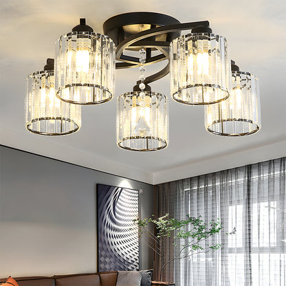 Semi Flush Crystal Ceiling Light for Home Interiors | Aleron