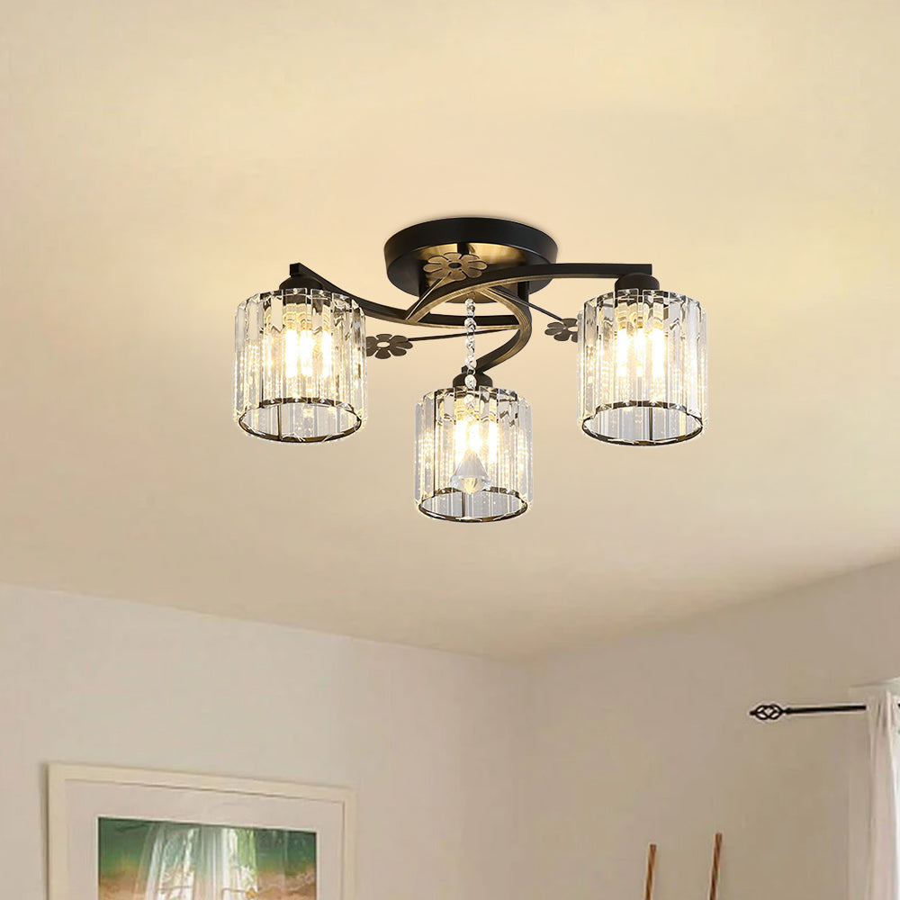 Semi Flush Crystal Ceiling Light for Home Interiors | Aleron