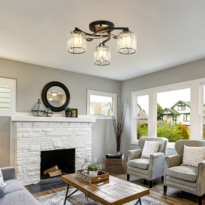 Semi Flush Crystal Ceiling Light for Home Interiors | Aleron