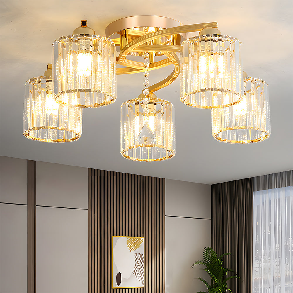 Semi Flush Crystal Ceiling Light for Home Interiors | Aleron