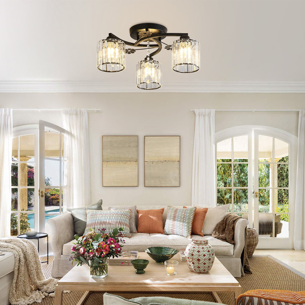 Semi Flush Crystal Ceiling Light for Home Interiors | Aleron