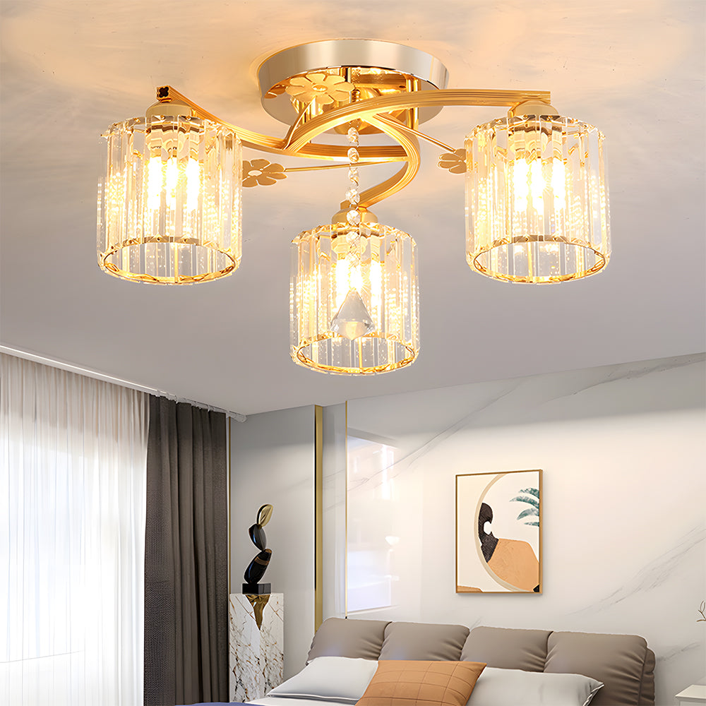 Semi Flush Crystal Ceiling Light for Home Interiors | Aleron
