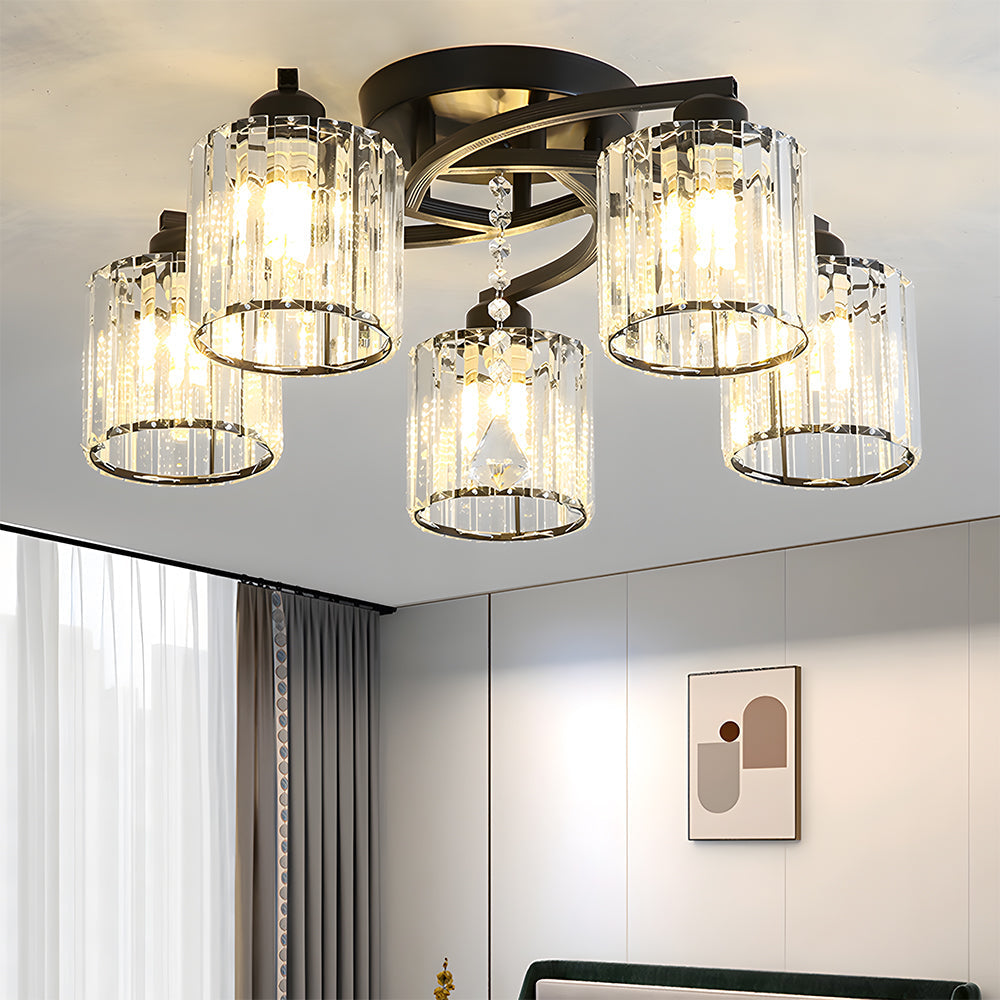 Semi Flush Crystal Ceiling Light for Home Interiors | Aleron