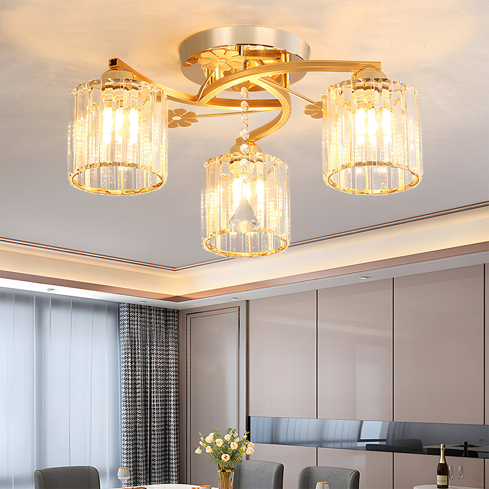 Semi Flush Crystal Ceiling Light for Home Interiors | Aleron