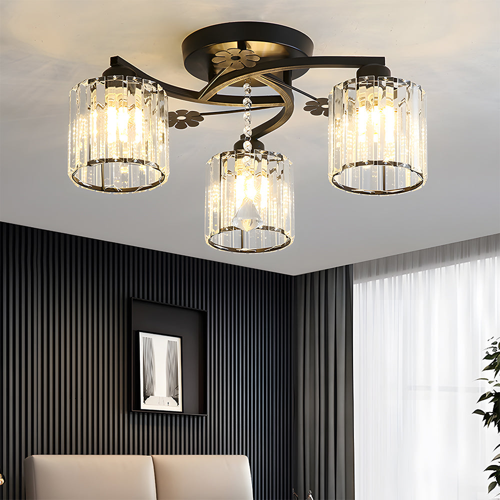 Semi Flush Crystal Ceiling Light for Home Interiors | Aleron