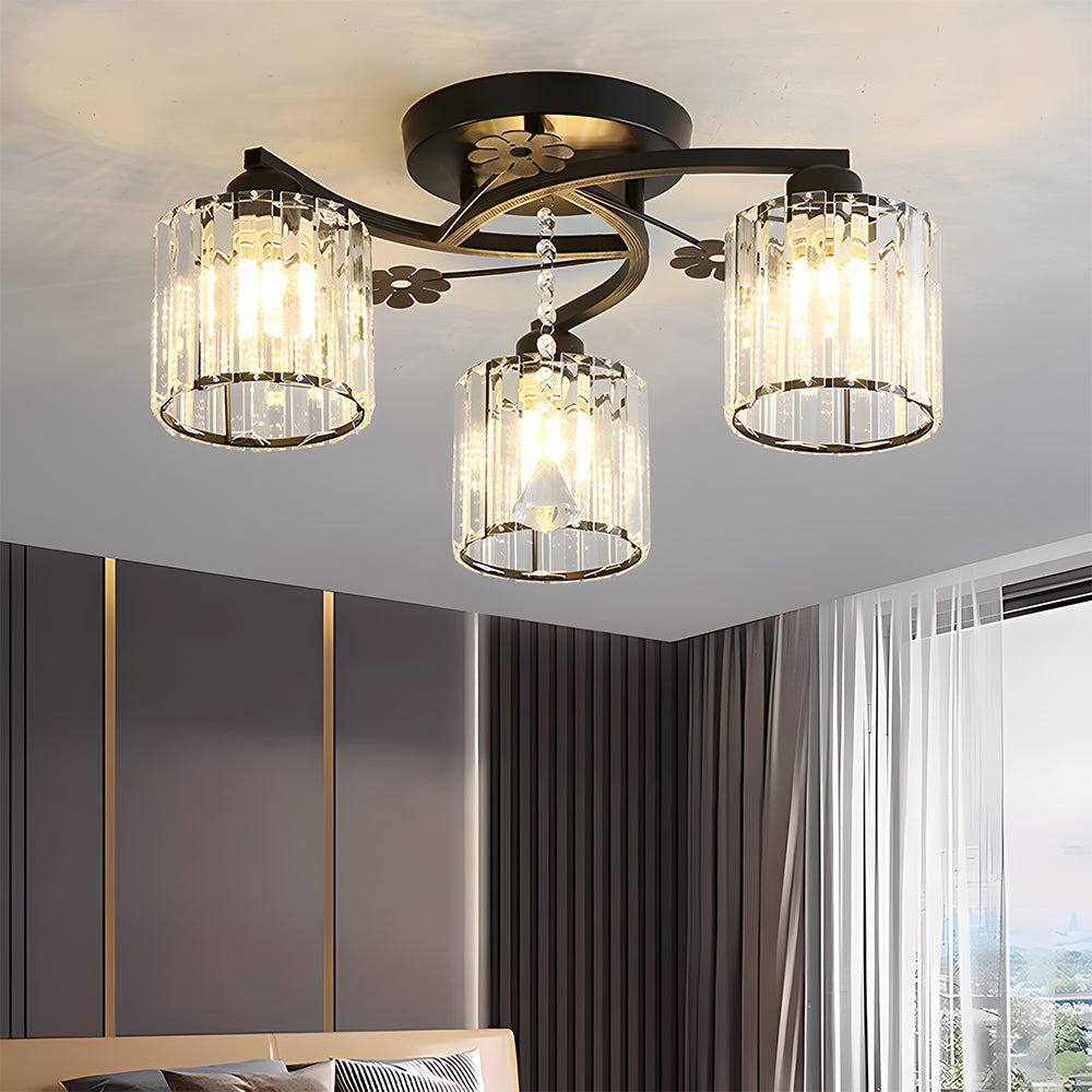 Semi Flush Crystal Ceiling Light for Home Interiors | Aleron