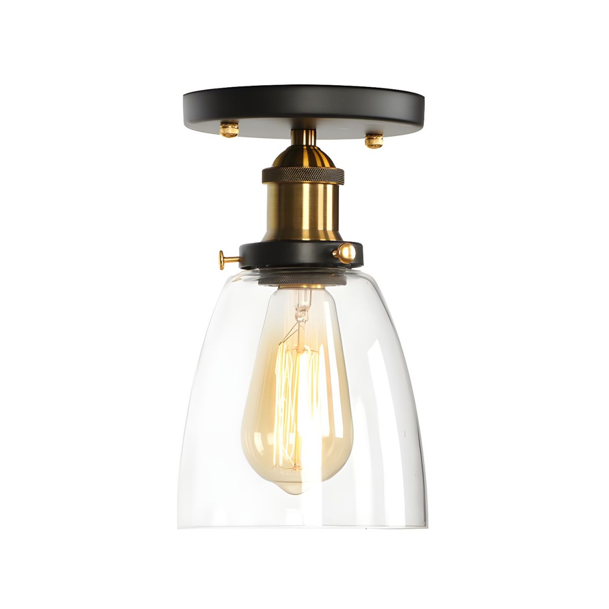 Semi Flush Glass Ceiling Light Industrial Compact Fixture | Varleno
