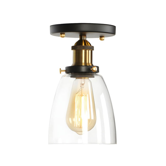 Semi Flush Glass Ceiling Light Industrial Compact Fixture | Varleno