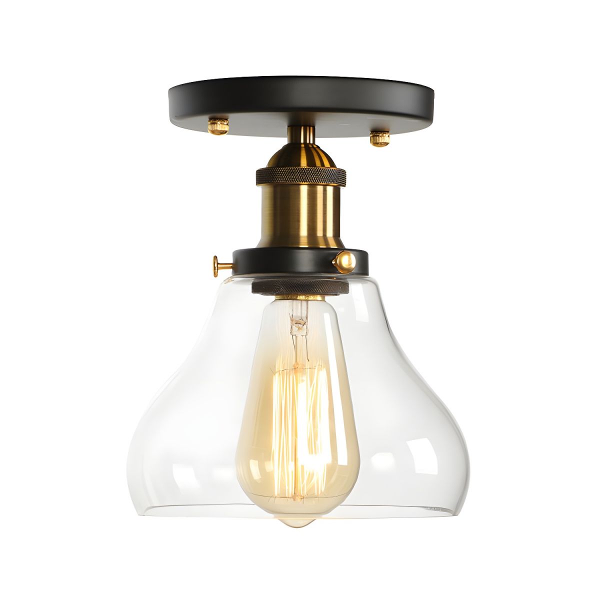 Semi Flush Glass Ceiling Light Industrial Compact Fixture | Varleno