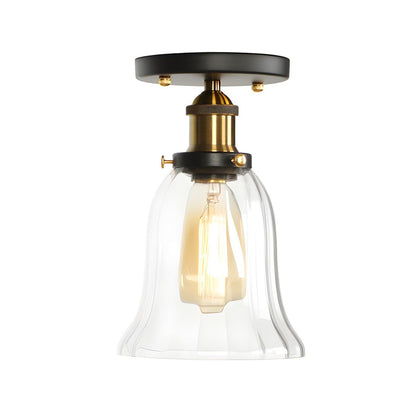 Semi Flush Glass Ceiling Light Industrial Compact Fixture | Varleno