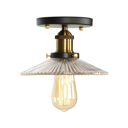 Semi Flush Glass Ceiling Light Industrial Compact Fixture | Varleno