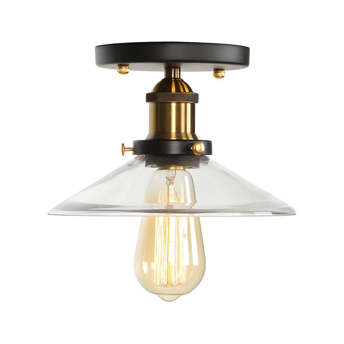 Semi Flush Glass Ceiling Light Industrial Compact Fixture | Varleno