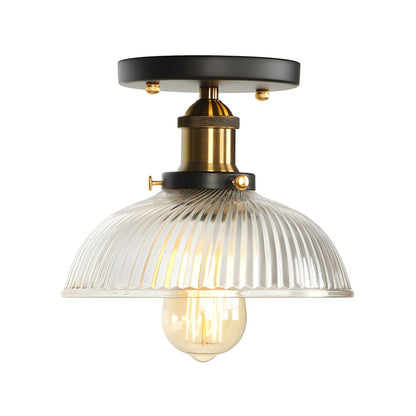 Semi Flush Glass Ceiling Light Industrial Compact Fixture | Varleno