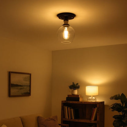 Semi Flush Glass Ceiling Light Industrial Compact Fixture | Varleno