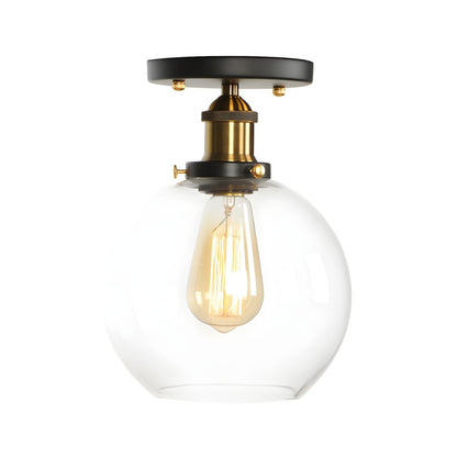 Semi Flush Glass Ceiling Light Industrial Compact Fixture | Varleno