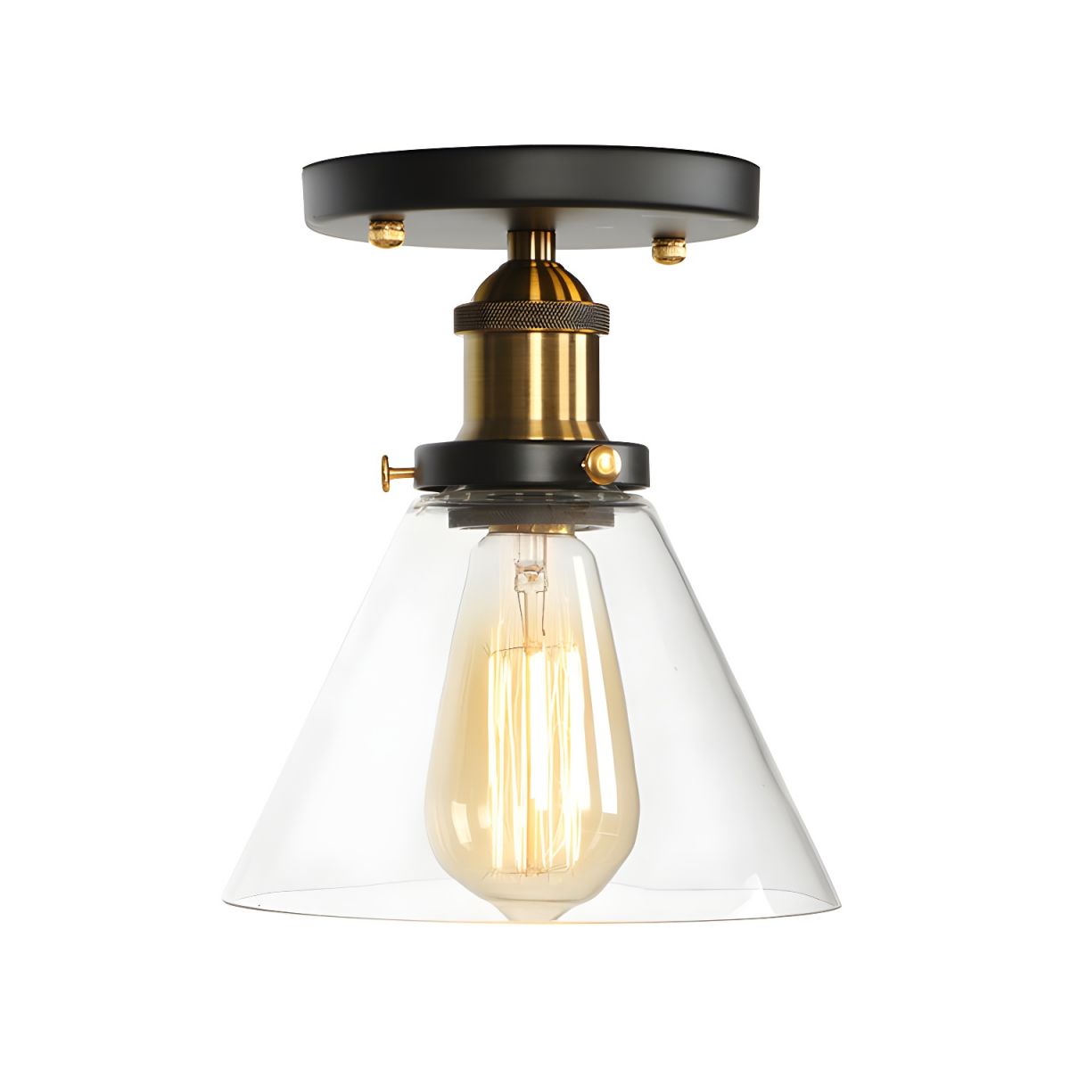 Semi Flush Glass Ceiling Light Industrial Compact Fixture | Varleno