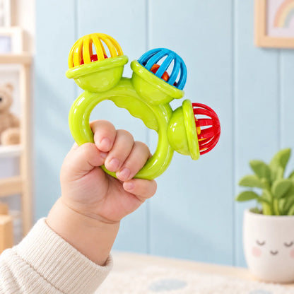 Sensory Baby Rattle Toy with Easy Grip Ring Handle for Kids