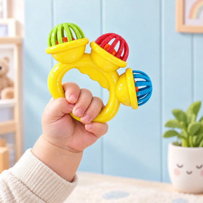 Sensory Baby Rattle Toy with Easy Grip Ring Handle for Kids