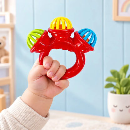 Sensory Baby Rattle Toy with Easy Grip Ring Handle for Kids