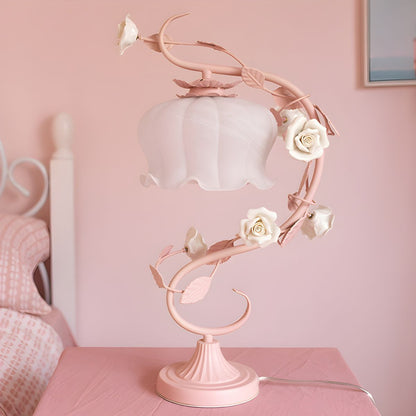 Shabby Chic Glass Shade Bedside Table Lamp | Qorziva