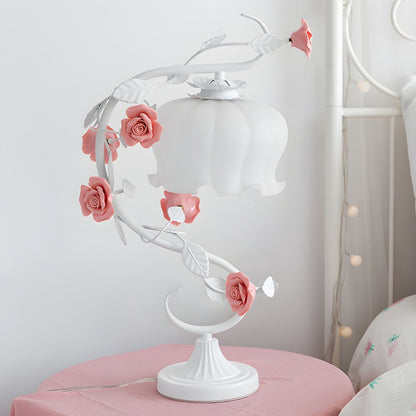 Shabby Chic Glass Shade Bedside Table Lamp | Qorziva