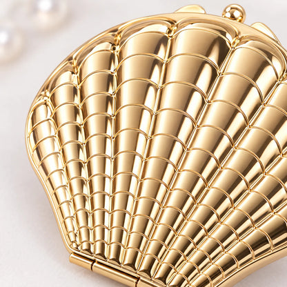 Shell Shaped Vanity Mirror with Compact Folding Design