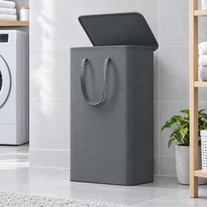 Slim Laundry Hamper with Lid and Handles 65L