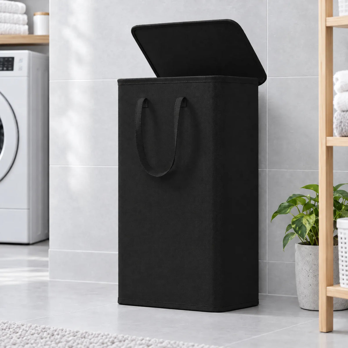 Slim Laundry Hamper with Lid and Handles 65L