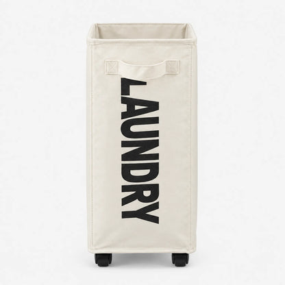 Slim Rolling Laundry Basket with Wheels and Mesh Cover