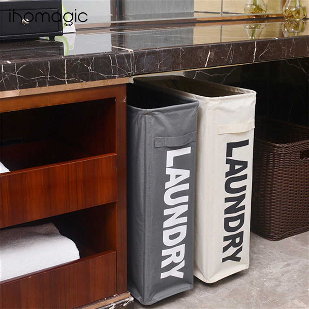 Slim Rolling Laundry Basket with Wheels and Mesh Cover
