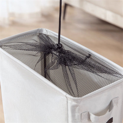 Slim Rolling Laundry Basket with Wheels and Mesh Cover